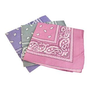 Pink Purple Gray Colorful Bandanas 21x21 Inch Square Western Style